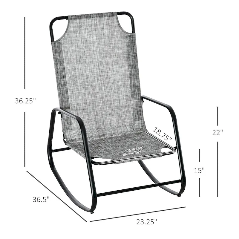 Outdoor Garden Fabric Rocking Chair with Steel Frame