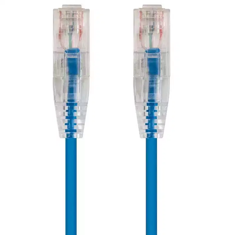 Monoprice Cat6 Ethernet Patch Cable - 0.5 feet - Blue | Snagless RJ45 Stranded 550MHz UTP CMR Riser Rated Pure Bare Copper Wire 28AWG - SlimRun Series