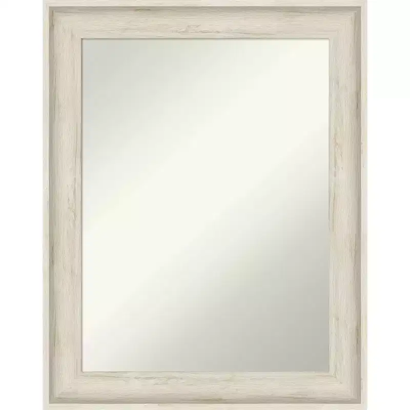 Cream & Grey Rectangular Wall Mirror, Framed, 1-Person