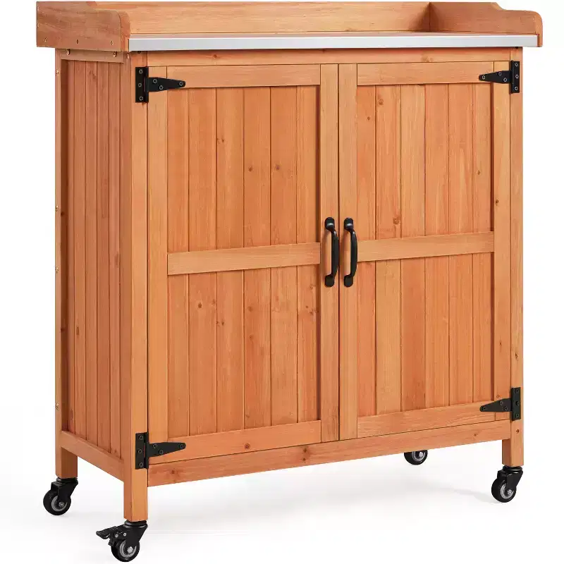 Yaheetech Outdoor Garden Potting Bench Table with Cabinet