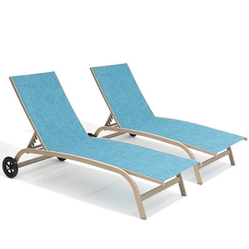 VredHom Outdoor Adjustable Chaise Lounge Chairs with Wheels - 43.2 in D * 12 in H * 21.9 in W