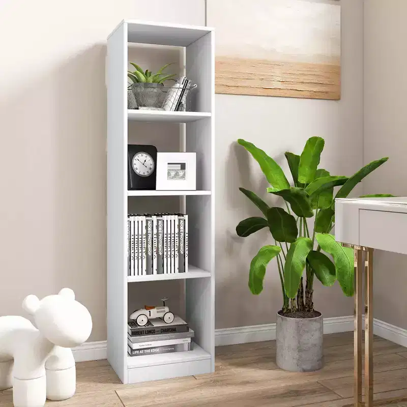 56'' Tall Bookcase, Freestanding Bookshelf with 4 Open Cubes