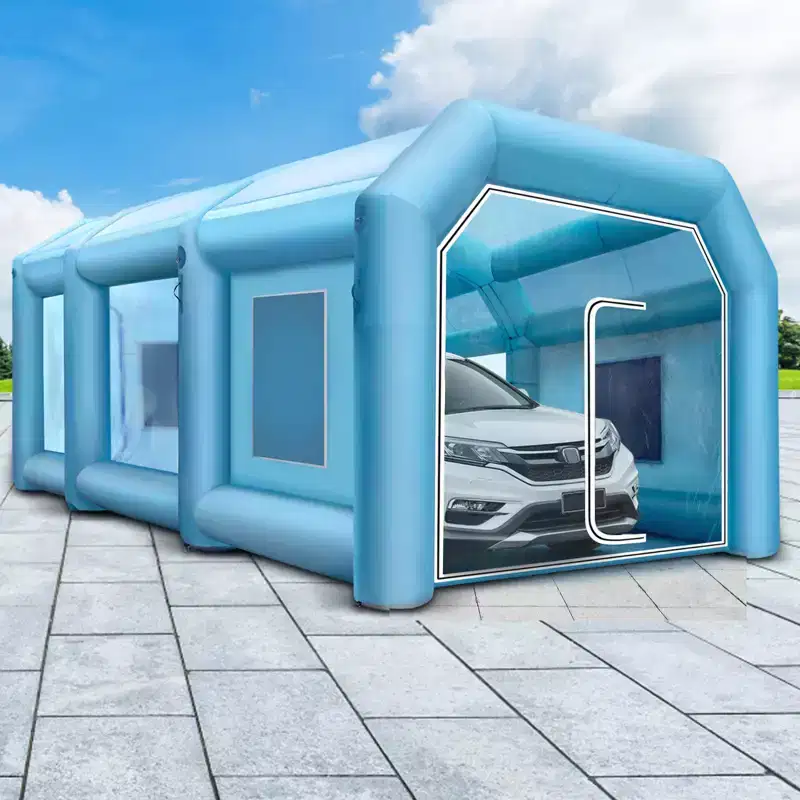 VEVOR Inflatable Spray Shelter, Dimensions: 33x16.4x11.5 feet, Comes with Dual High-Efficiency Fans, Equipped with Filtration,Blue