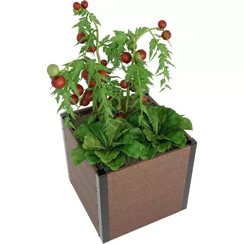 Elevated Garden Bed Planter Box,Durable Composite Material,Deep Root Design,Outdoor, Easy Assembly for Vegetables, Herbs, Flowers,25.2*25.2*23.6 in
