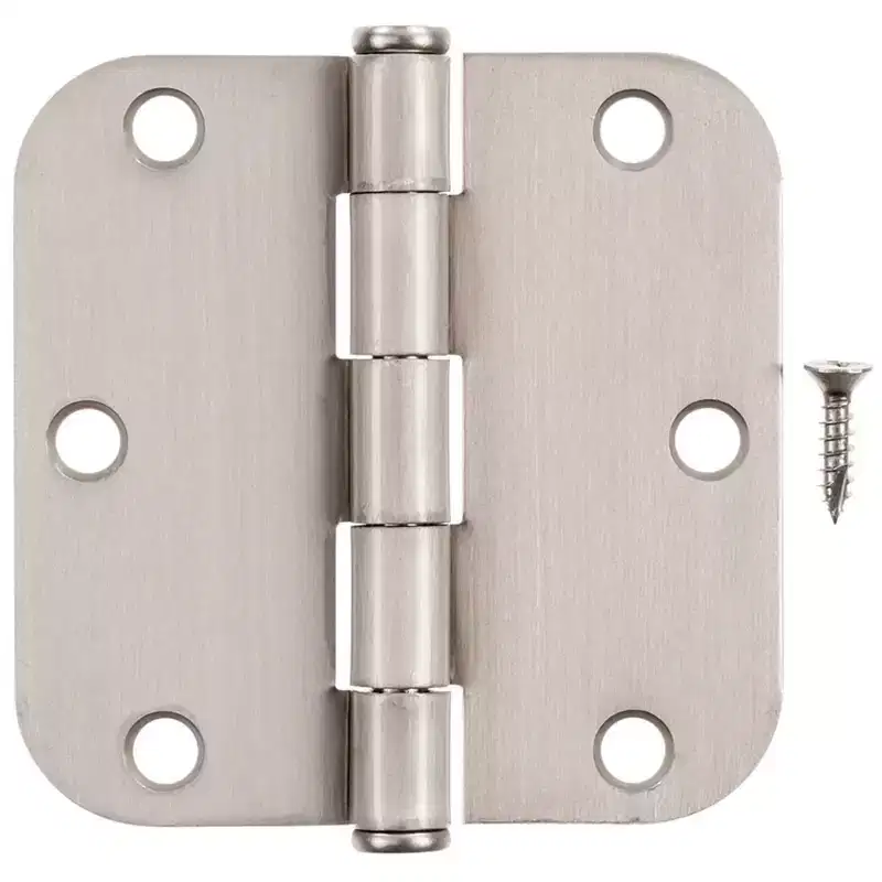 Hampton 3-1/2 inch L Satin Nickel Residential Door Round Corner Hinge 12 pk