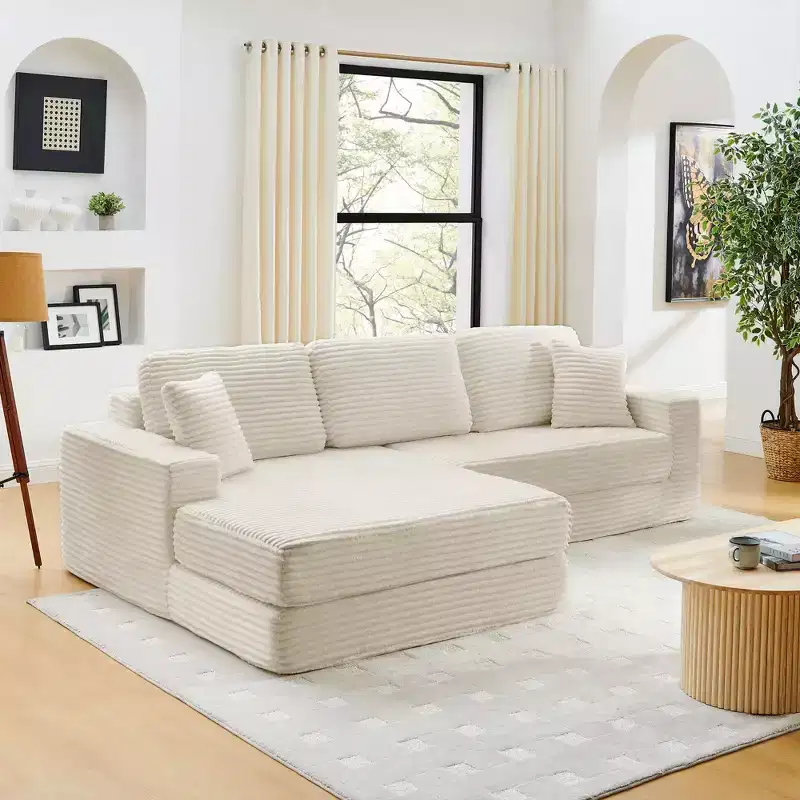 Left sofa seat,L shape Modular Sectional Sofa, Compressed Sectional Sofa Modern Minimalist Style Corduroy Couch,Unfold into a bed, Bedroom