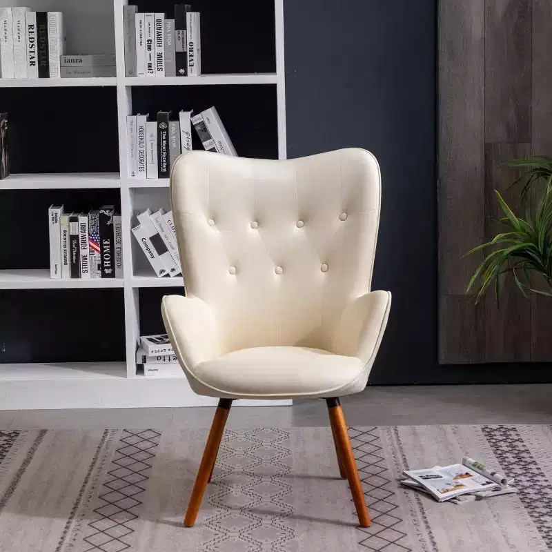 Contemporary Silky Velvet Tufted Button Back Accent Chair | White Barrel Chair