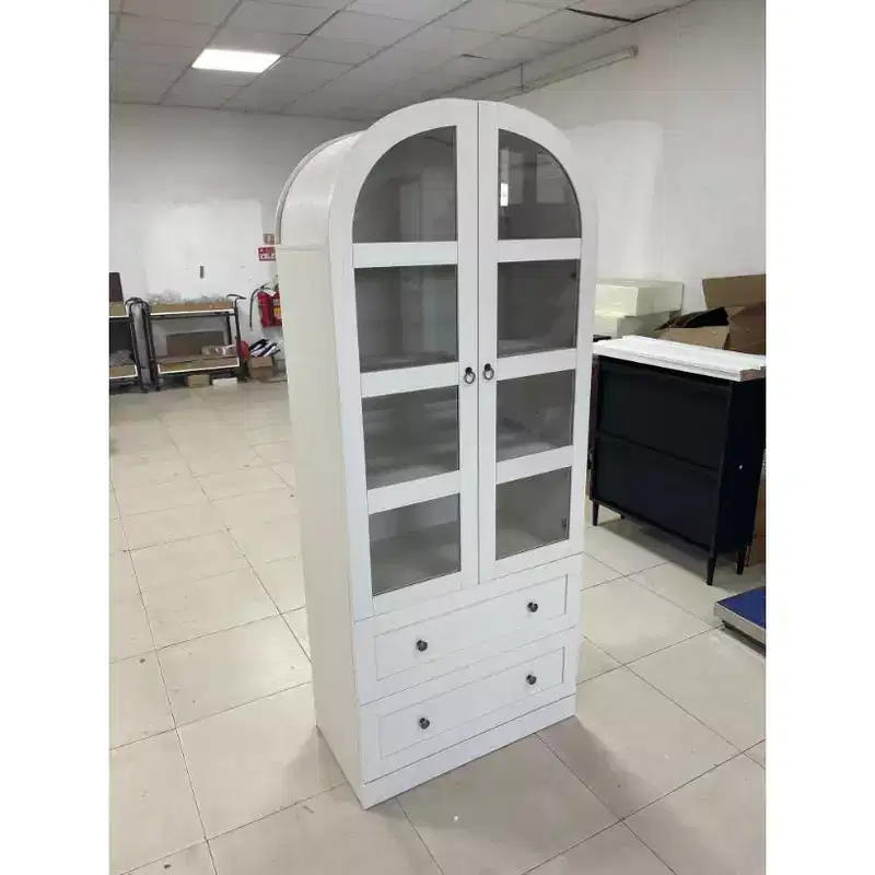 Solid Wood Arch Storage Cabinet with 2 Drawers