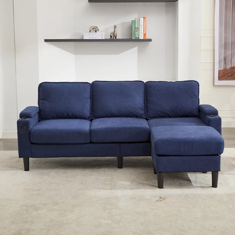 L-Shaped Sectional 3-seater sofa with storage ottoman