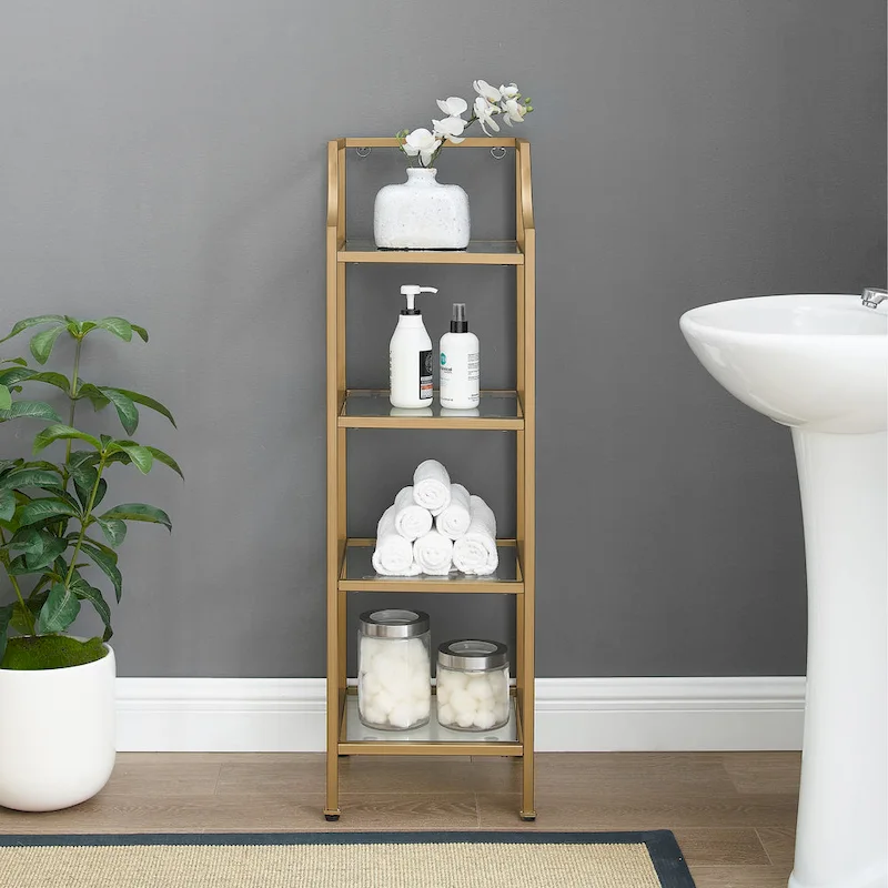 Short Etagere with Tempered Glass Shelves - 12.5 W x 12.5 D x 40 H