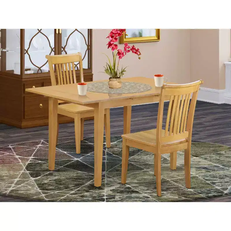 Dinette Set 3 Piece Table & Chair Set - Kitchen Table with Chairs - Small Dining Set - Elegant Oak Finish