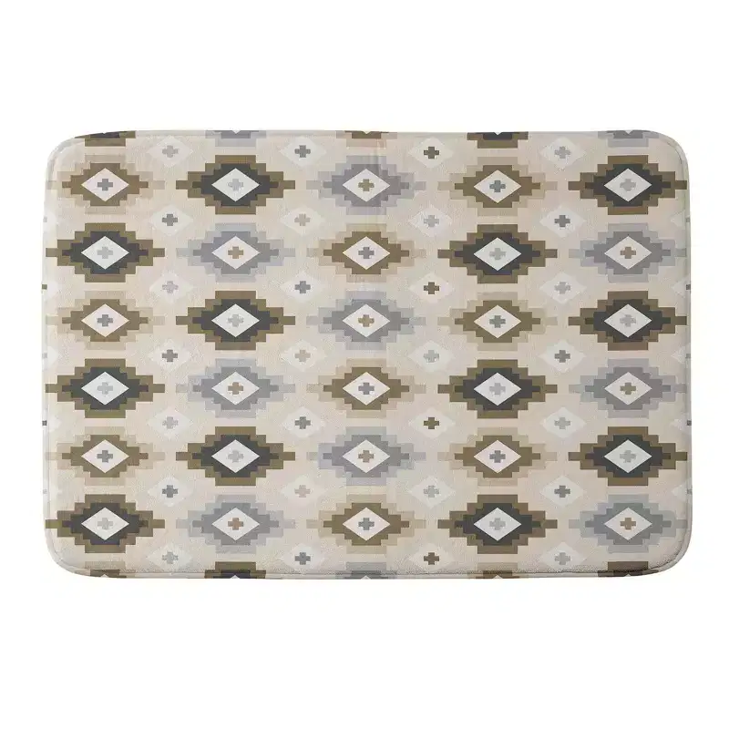 34"x21" Avenie Geometric Aztec Earth Tones Memory Foam Bath Rug Beige - Deny Designs