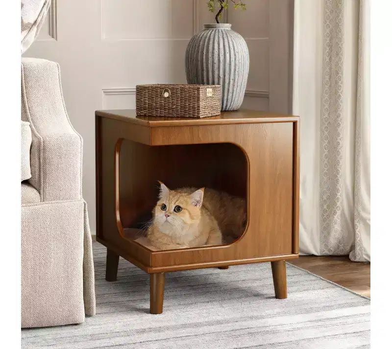 EUREKA ERGONOMIC, Cat Side Table, 15.94Wx15.94Dx18.31H, Multi-Functional Pet Furniture, Walnut