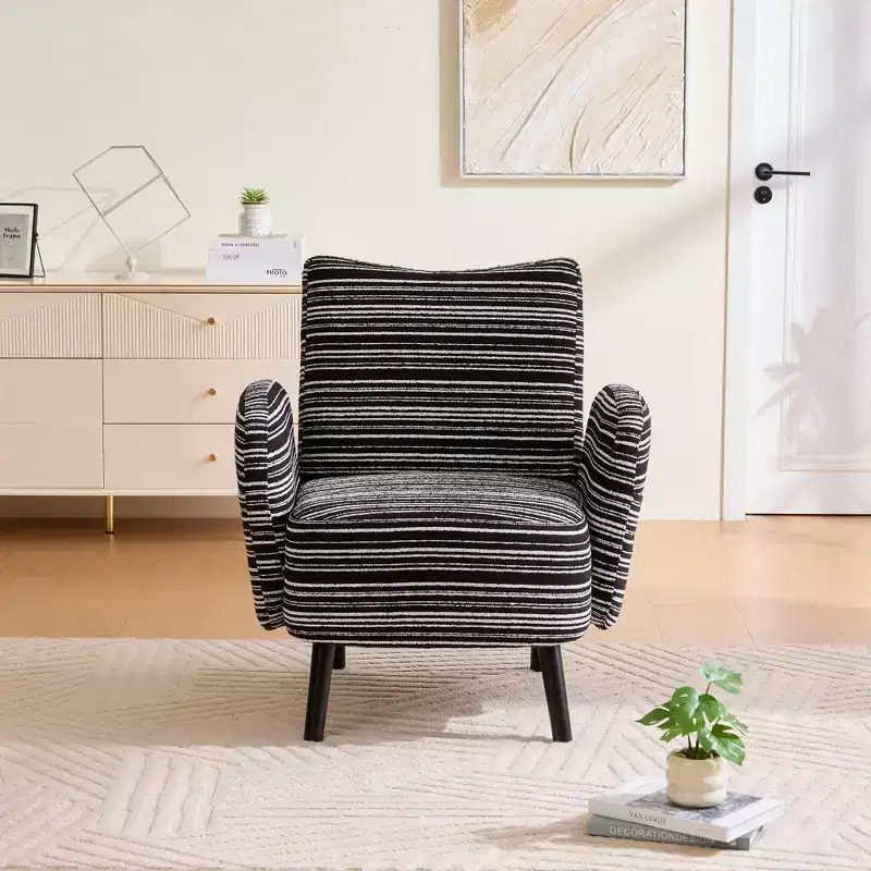 GDFStudio Pira Modern Boucle Upholstered Armchair with Side Storage Pocket