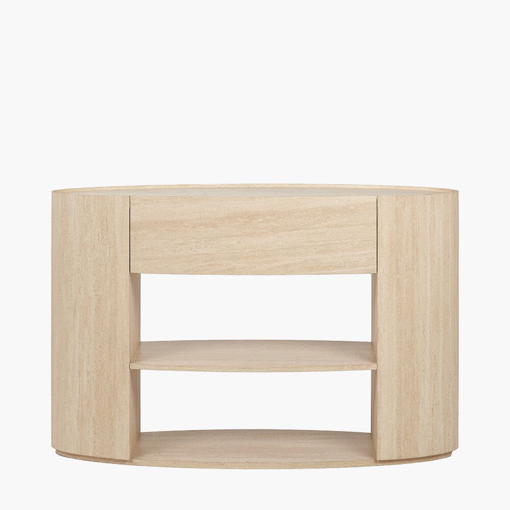 Travertine Effect 1 Drawer Console Table