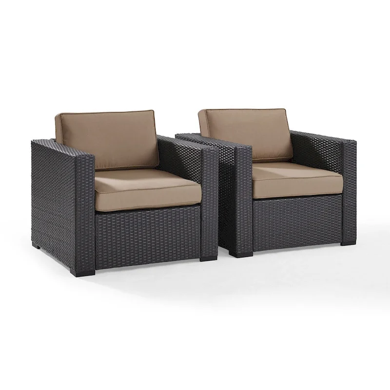 Crosley Biscayne Mocha Wicker Outdoor Seating Chairs (Set of 2)