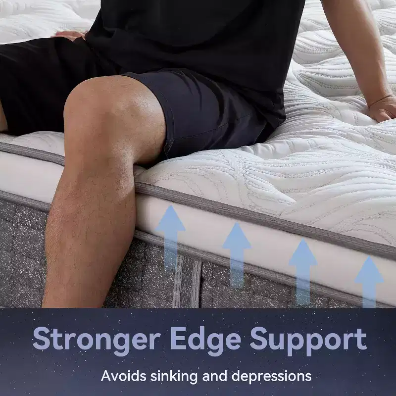 Medium Firm Mattress, 12 inch Mattress in a Box with Memory Foam & Spring, Hybrid Mattress for Pressure Relief, Gray