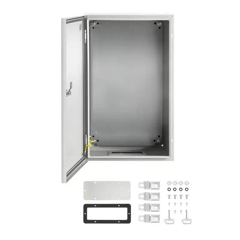VEVOR NEMA Steel Enclosure, 12 x 12 x 8'' NEMA 4X Steel Electrical Box, IP66 Waterproof & Dustproof, with Mounting Plate, Gray-white
