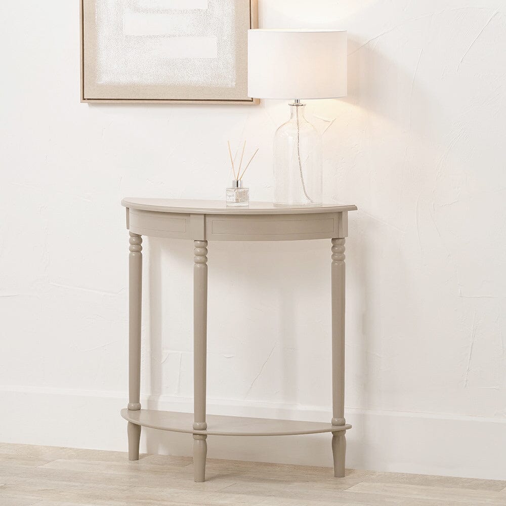 Putty Half Moon Pine Console Table
