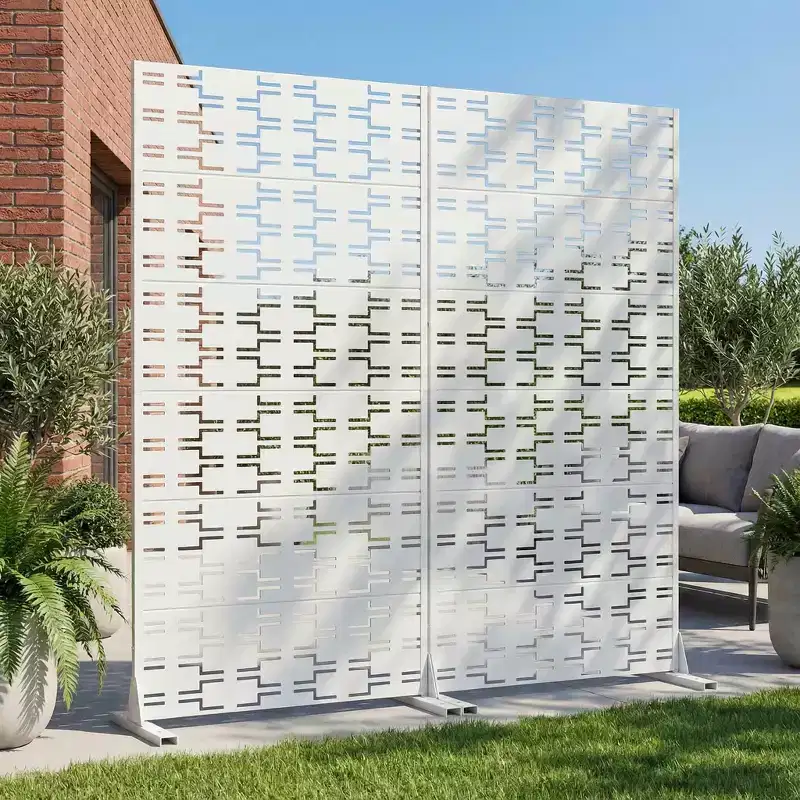 MAYEERTY Brick 01 White Galvanized Steel Room Divider, 72x35x16, 6-Piece Double-Sided Minimalist Screen