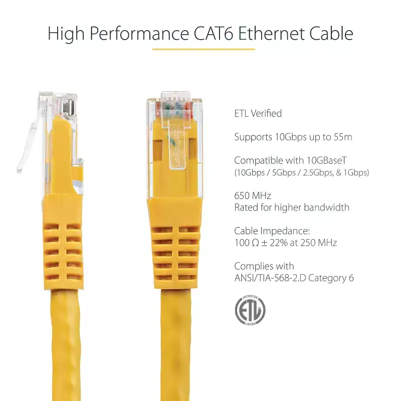 StarTech.com 4ft Yellow Cat6 UTP Patch Cable - 4ft - C6PATCH4YL