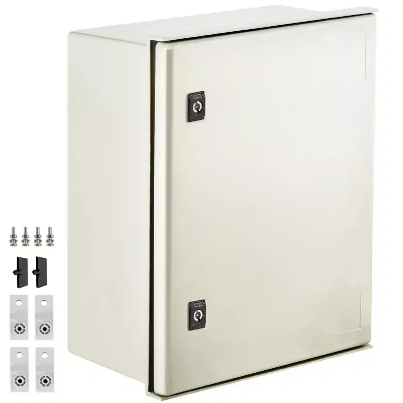VEVOR NEMA Enclosure, 20x16x8in, NEMA 4X Fiberglass Steel Electrical Box, IP66 Waterproof & Dustproof , with Mounting Plate(50x40x20cm)),Light Gray