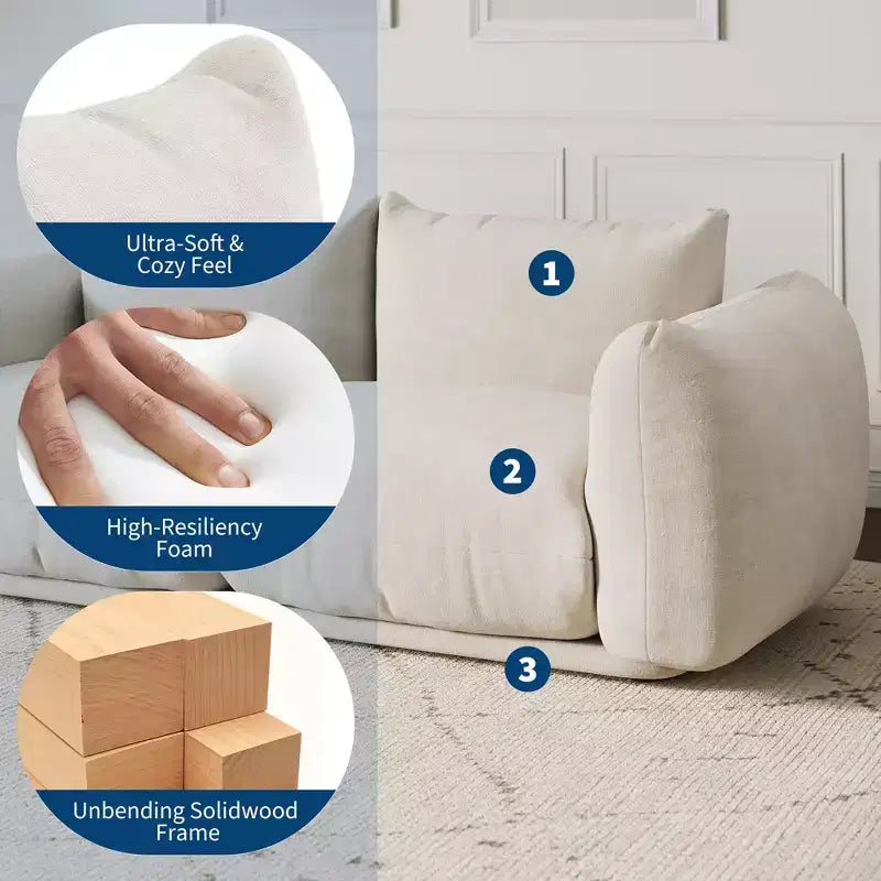 Sofa, 126 U-Shape Modular Sectional  Chenille Cloud Couch Deep Seat Boneless Sofa for Large Living Room/Family Space Beige
