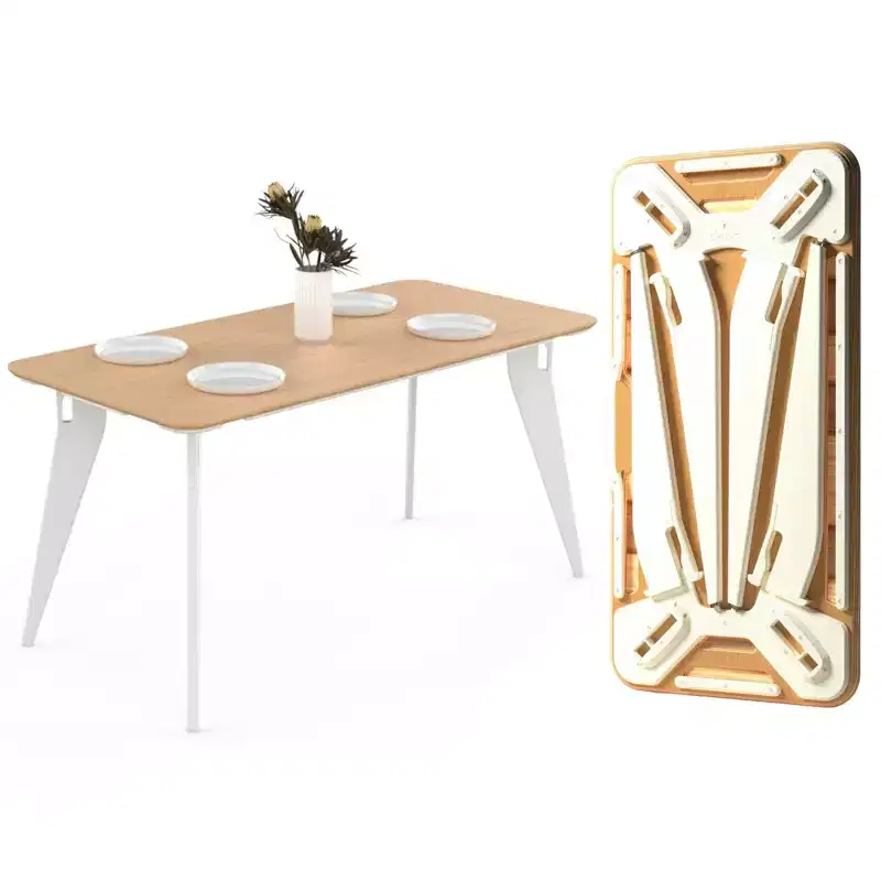 Hoek Rectangle Dining Table, Tool-Free Assembly, Portable & Space-Saving Worktop, Durable & Versatile for Dinner or Work