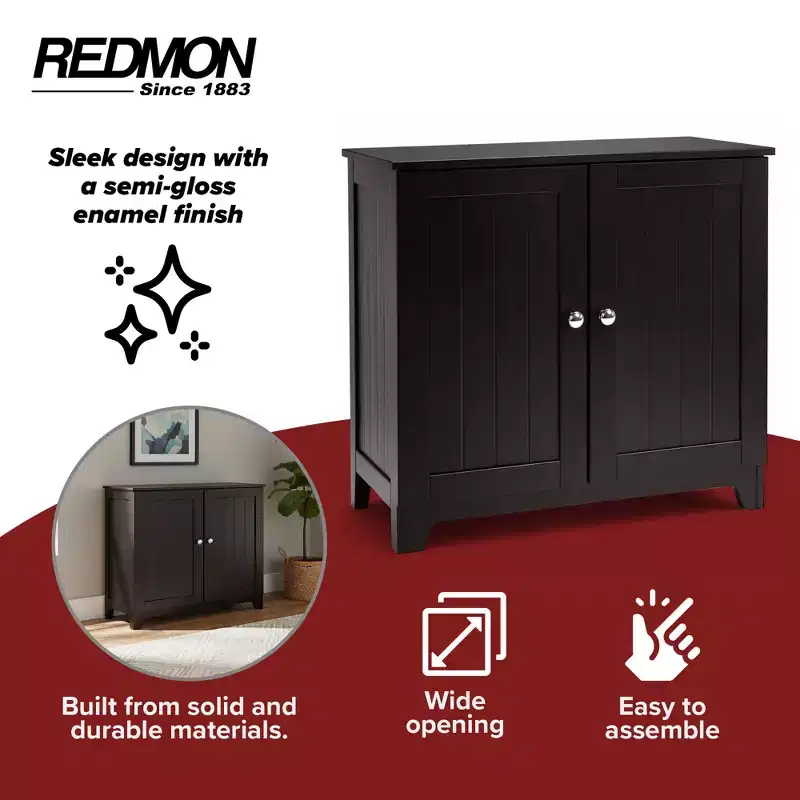 Redmon Contemporary Double Door Cabinet, Modern Wooden Furniture, Espresso