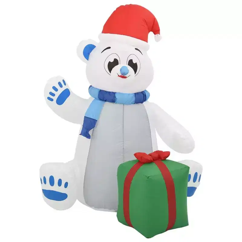 vidaXL Inflatable Polar Bear Christmas Decoration Holiday Party Ornament LED