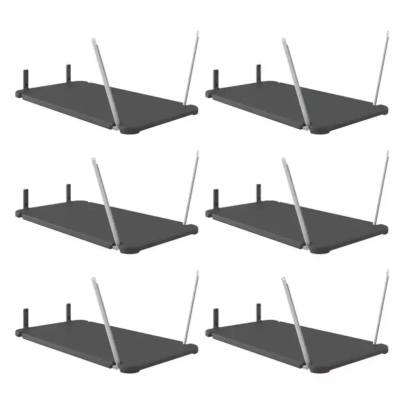 Suncast 6 Pack Vertical Shed Shelf Space Saving Hanging Outdoor Storage, Black