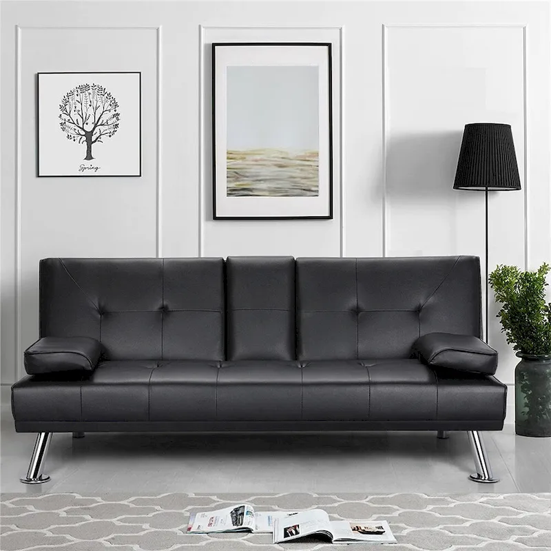 Modern Recliner Couch Faux Leather Futon Sofa Bed