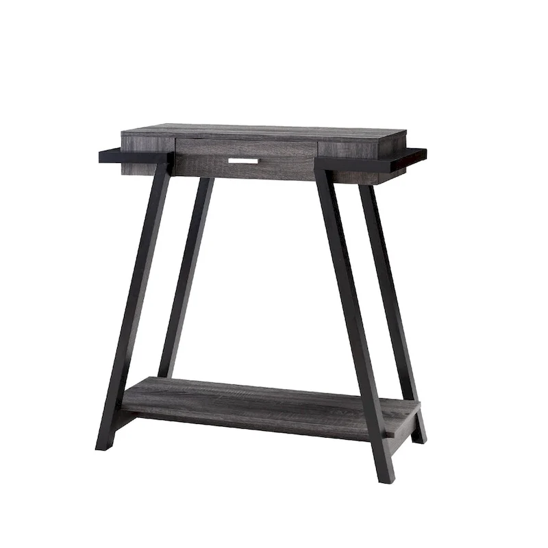 Black & Gray 1-Drawer Console Table with Open Shelf