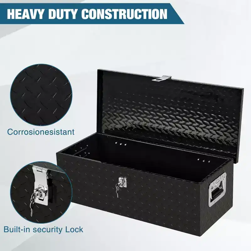 Heavy Duty Aluminum Tool Box Pick Up Truck Bed RV Trailer Toolbox Waterproof Square Storage