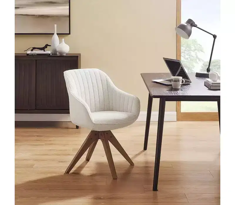 HOMLUX Natural Decor Accent Chair Pyramid Swivel Dining Chair with Beech Wood Legs For Bedroom,Home Office,Kitchen
