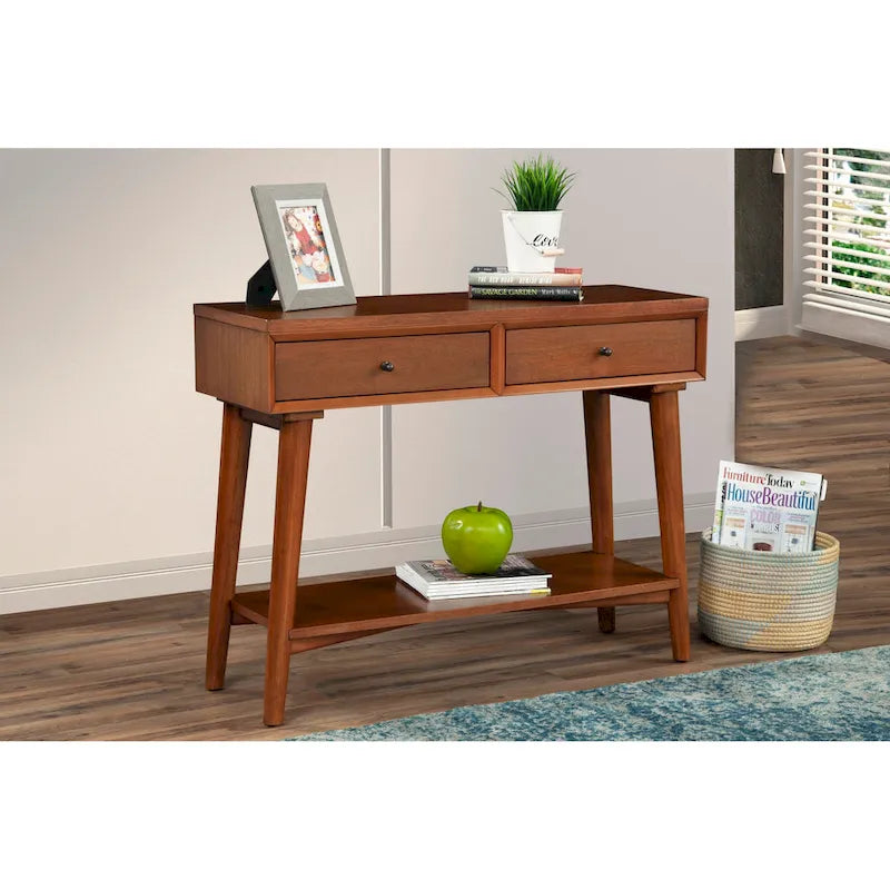 Mid Century Modern Console Table with 2 Drawers