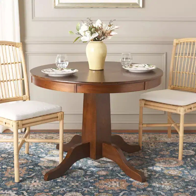 Round Dining Table in Rustic Brown - Seats 4