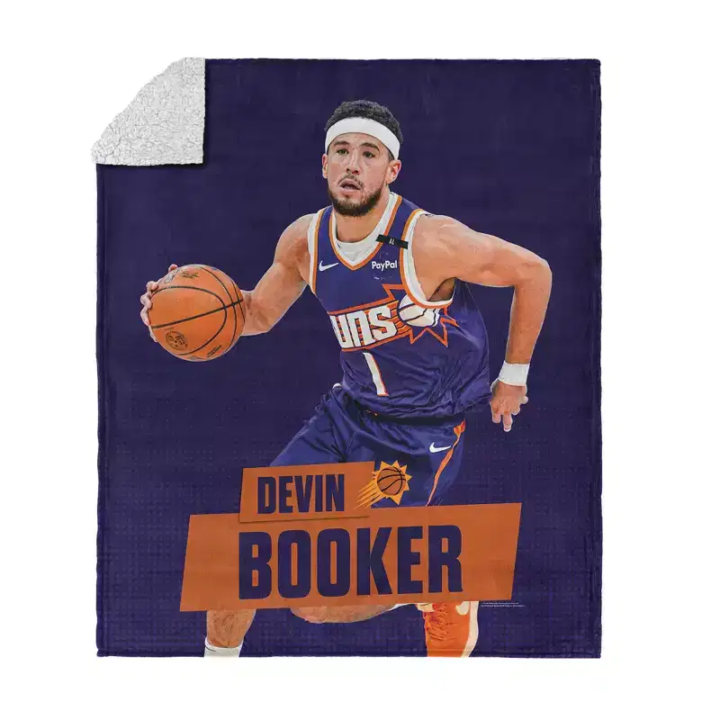 NBA Phoenix Suns Devin Booker Silk Touch Faux Shearling Throw Blanket 50 x 60 inches