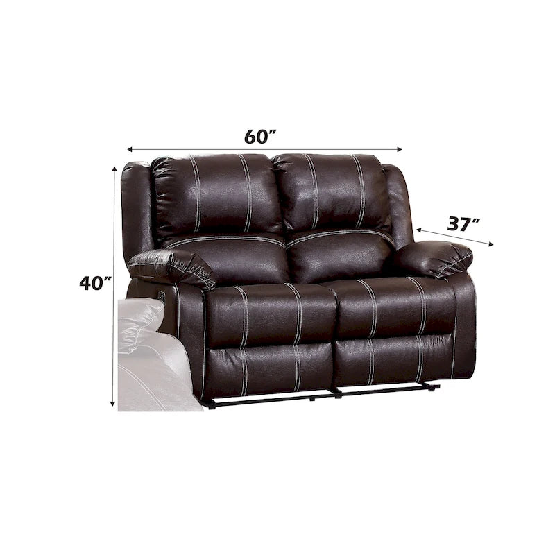 Brown Synthetic Leather Recliner Loveseat