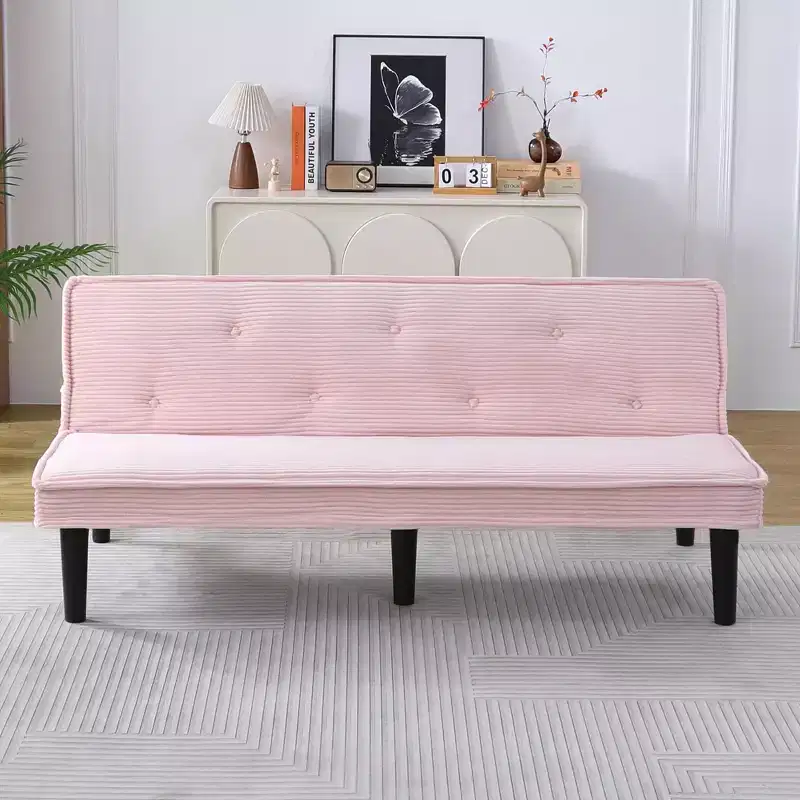 MAYEERTY Modern Corduroy Loveseat Sofa Bed Flexibly for Living Room Bedroom Pink