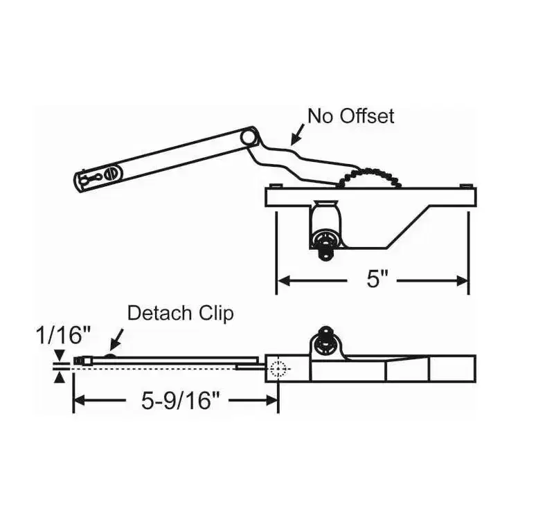 Brixwell Dyad Operator, Metal Material, Left Hand, 5 Housing Length, Handle Sold Separately, 5-9/16 Link Arm Length, Black Finish