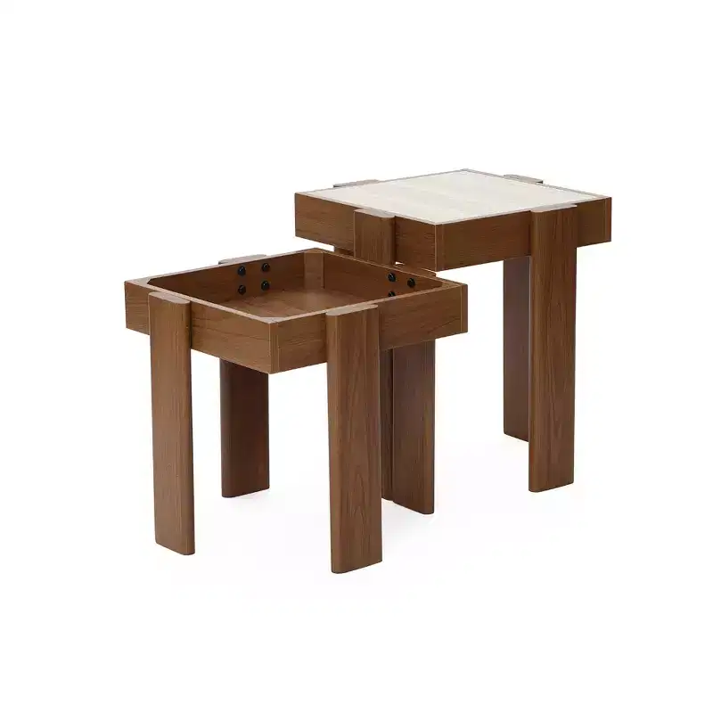 LuxenHome 2-Tier Farmhouse Side Table, Engineered Wood Sofa or Bedside Storage Stand Brown