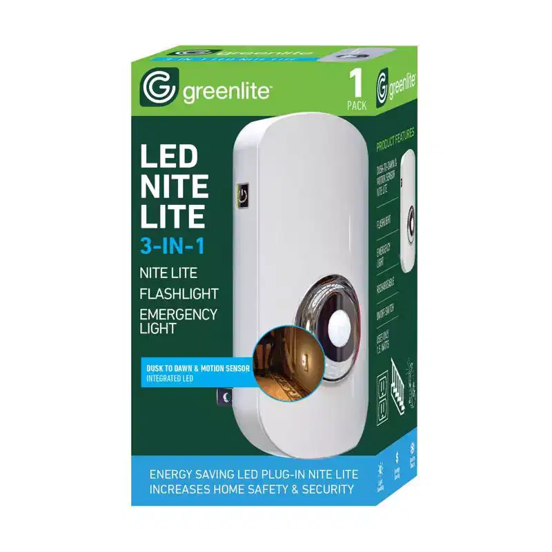 Greenlite - Automatic/Manual Plug-in 3-in-1 LED - Night Light w/Sensor
