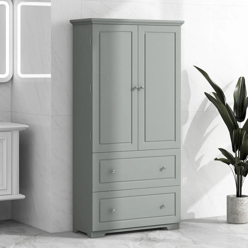 Tall Bathroom Storage Cabinet with Two Doors and Drawers