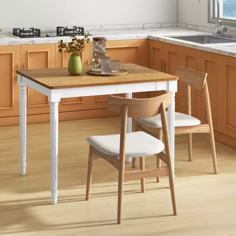 Costway Extendable Dining Table Folding Kitchen Table for 4-8 People w/ Rubber Wood Legs