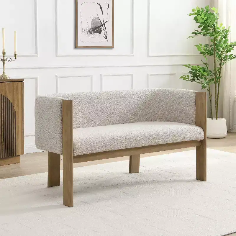 Christopher Knight Home Zhen 48.5 Modern Rubberwood Boucle Upholstered Sofa