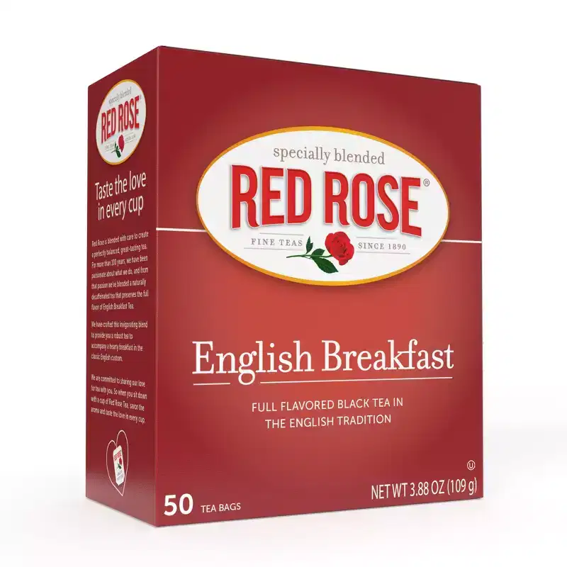 Red Rose English Breakfast Tea Black Tea with 50 Individually Wrapped Tea Bags Per Box Pack of 6