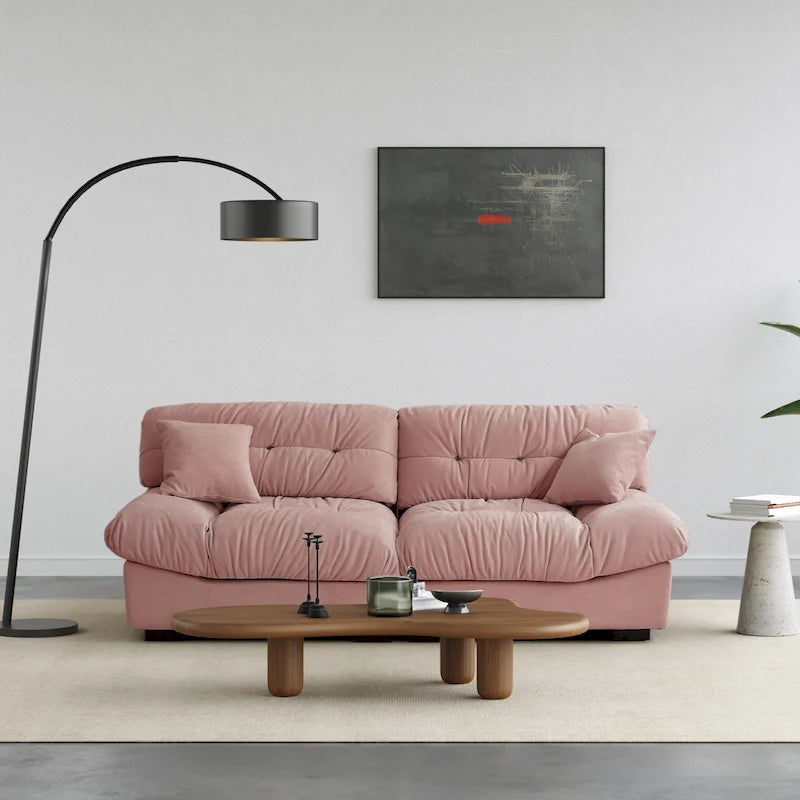 89 Modern Section Sofa with Arms Velvet Fabric Sofa For Living Room
