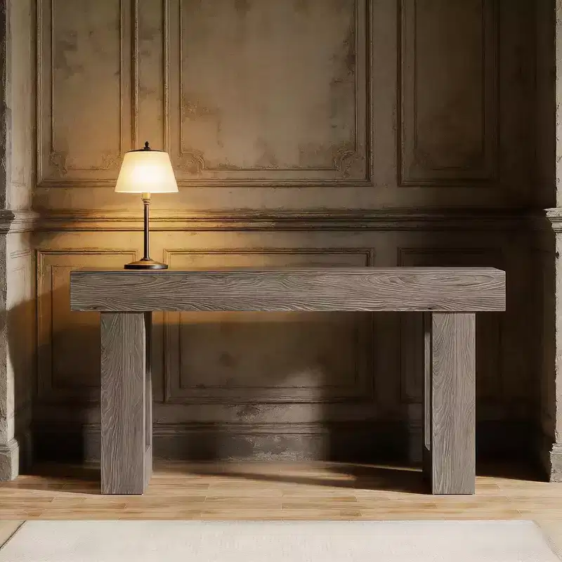 Wooden Sofa Table, 63-Inch Console Table For Entryway