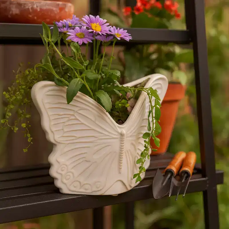 Butterfly Ceramic Planter for Decorative Flower Pots - Compact Indoor Planter for Shelf or Tabletop - Stylish Outdoor Planters for Modern Homes